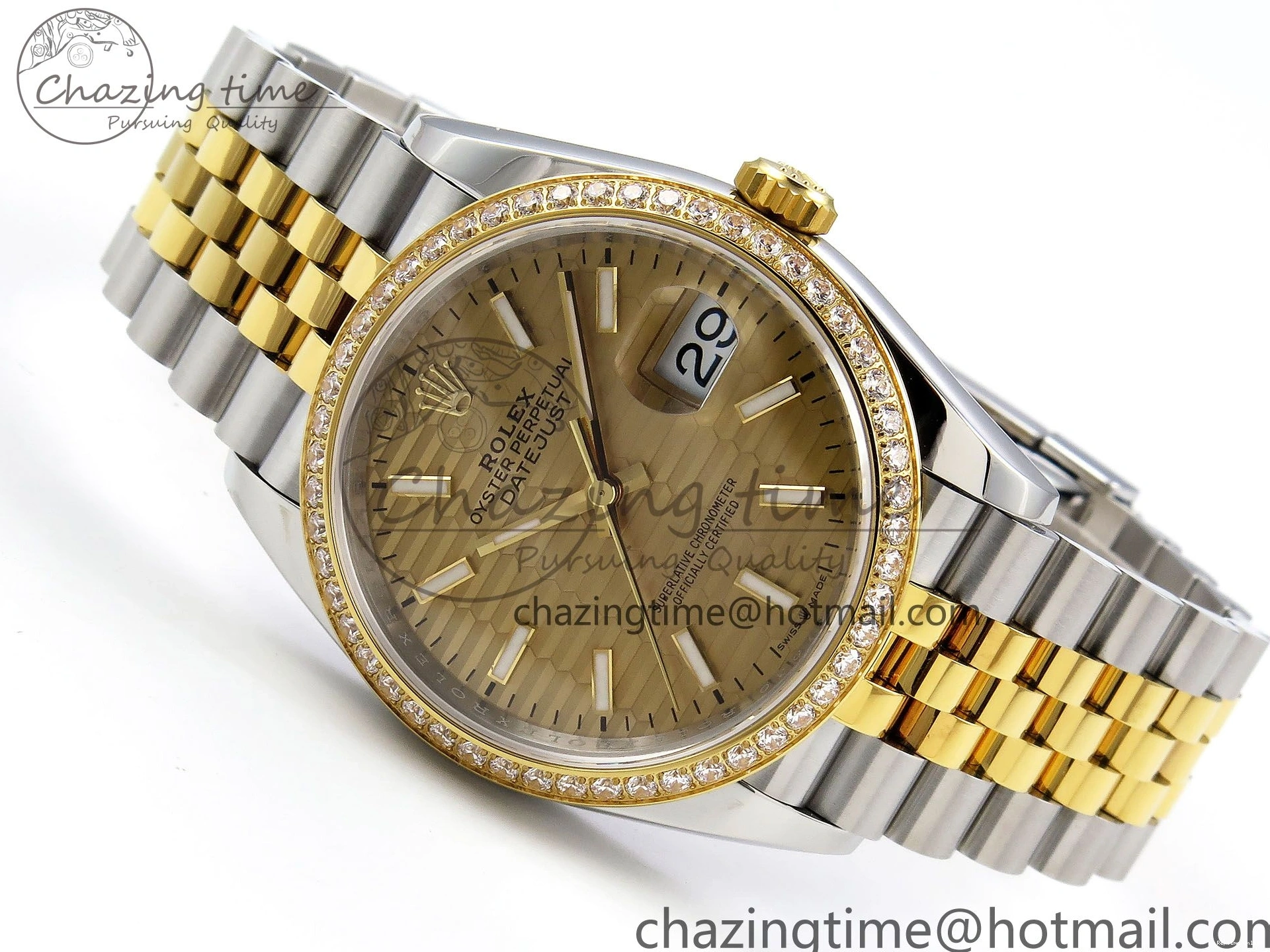 0223 Minimalist DateJust 36 SS 126283rbr VSF 1:1 Best Edition 904L Steel YG Textured Dial on Jubilee Bracelet VS 1378